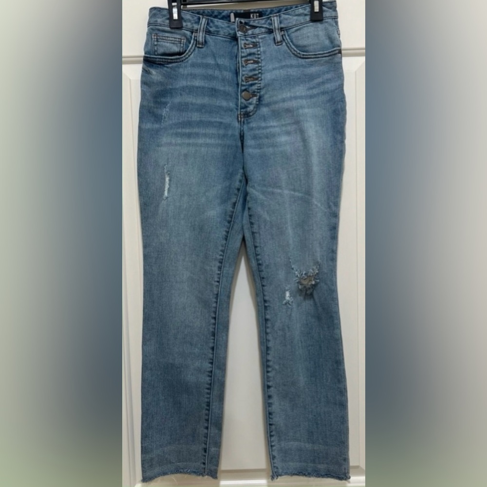 KUT from the Kloth women’s 2 high rise button up Fab Ab Ankle straight capris